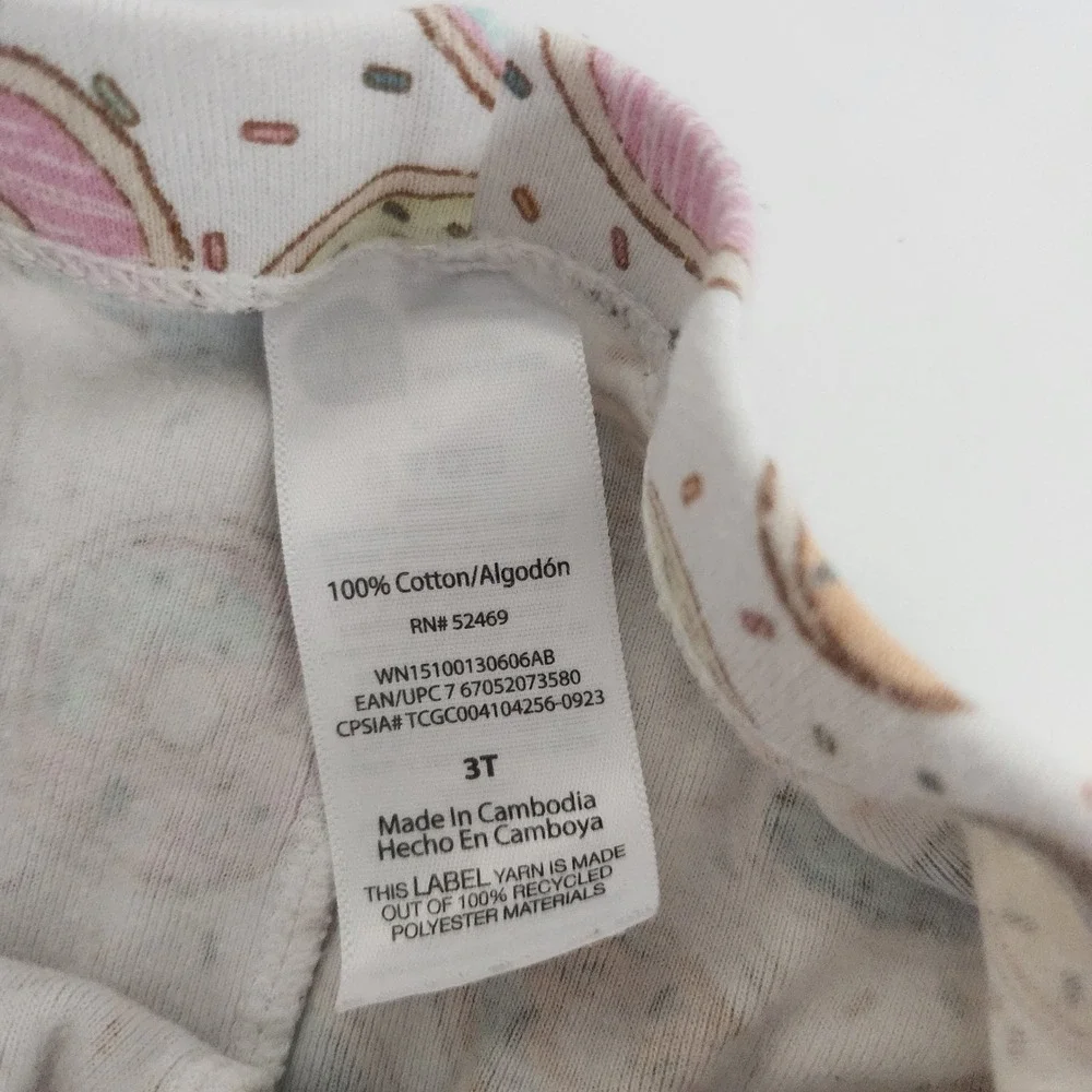 Kids‎ 3T Donut Print Cotton Pajama Set White Aqua 2pc PJs